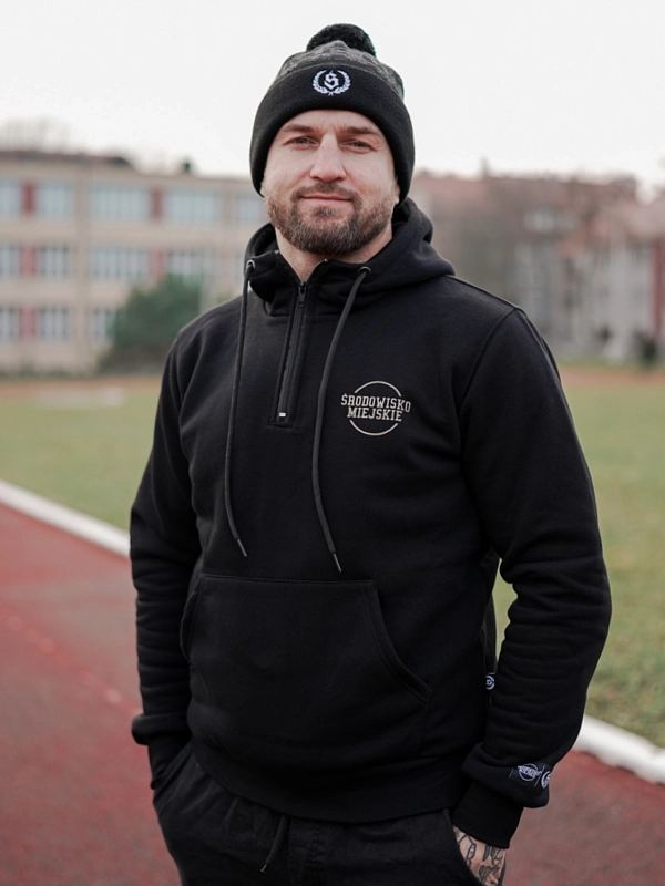 Stand-up collar hoodie "Classic" - Black / Gold for 249.00 PLN