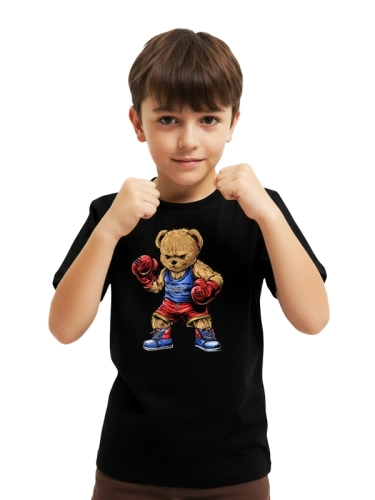 Koszulka dziecięca "Boxing Bear" - czarna za 59,00 zł