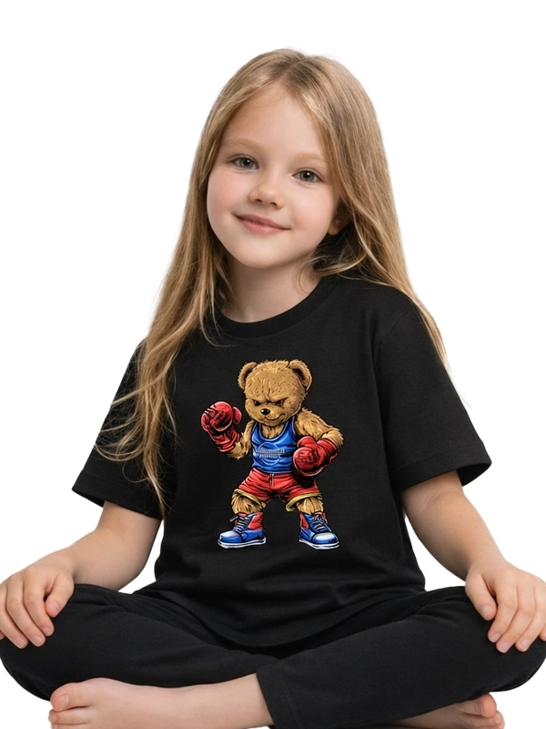 Kid's t-shirt "Boxing Bear" - black for 59,00 PLN