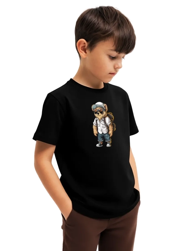 Kid's t-shirt "All time on tour Bear" - black for 59,00 PLN