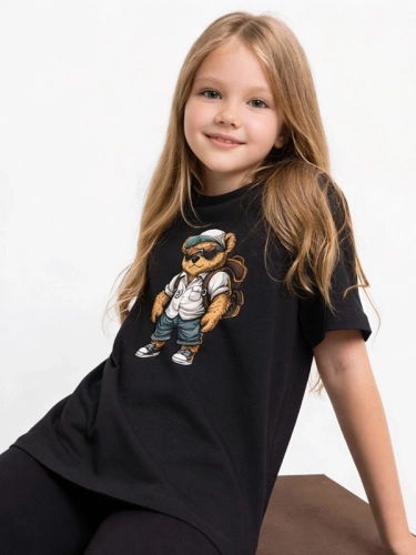 Kid's t-shirt "All time on tour Bear" - black for 59,00 PLN