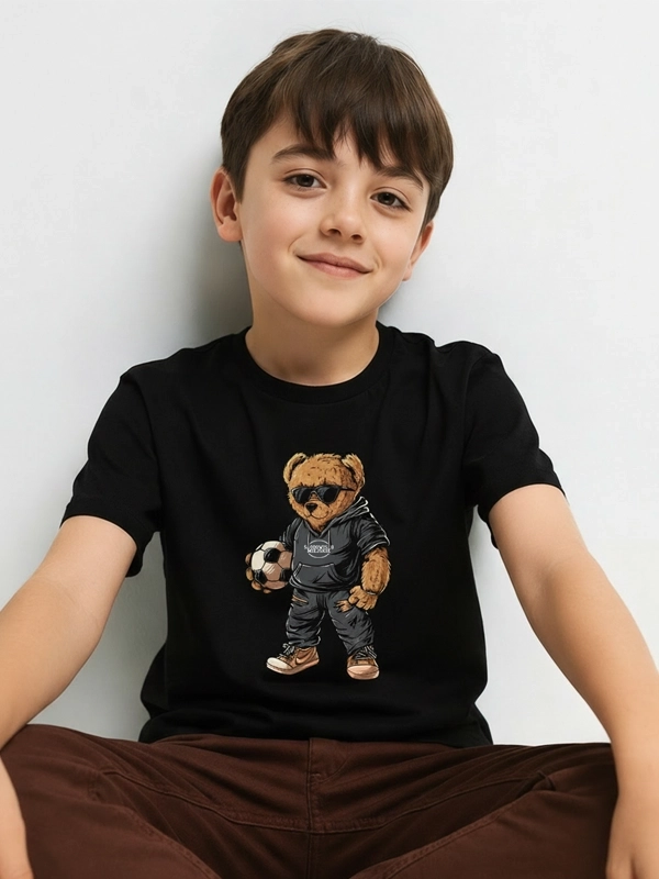 Kid's t-shirt "Fan Bear" - black for 59,00 PLN