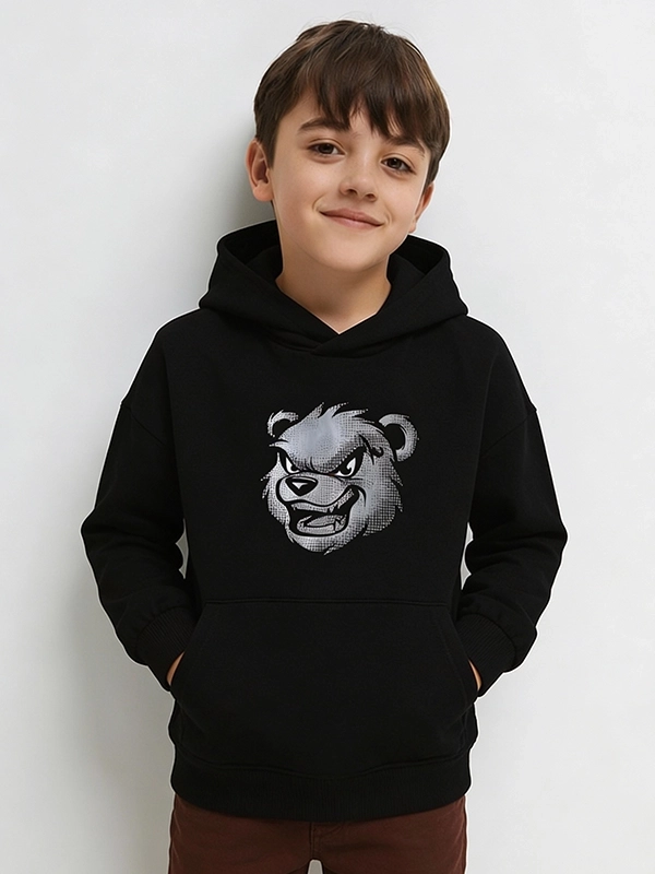 Bluza z kapturem dziecięca "Bear Pattern" - czarna za 119,00 zł