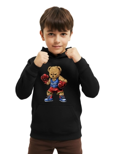Kid's hoodie "Boxing Bear" - black for 119,00 PLN