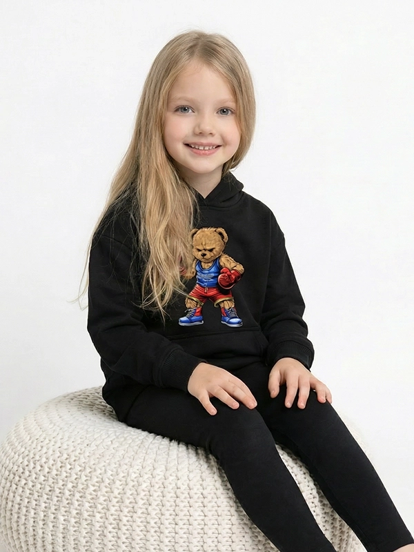 Kid's hoodie "Boxing Bear" - black for 119,00 PLN