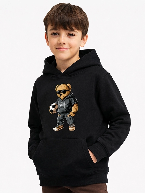 Bluza z kapturem dziecięca "Fan Bear" - czarna za 119,00 zł