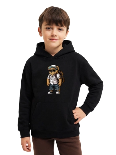 Bluza z kapturem dziecięca "All time on tour Bear" - czarna za 119,00 zł