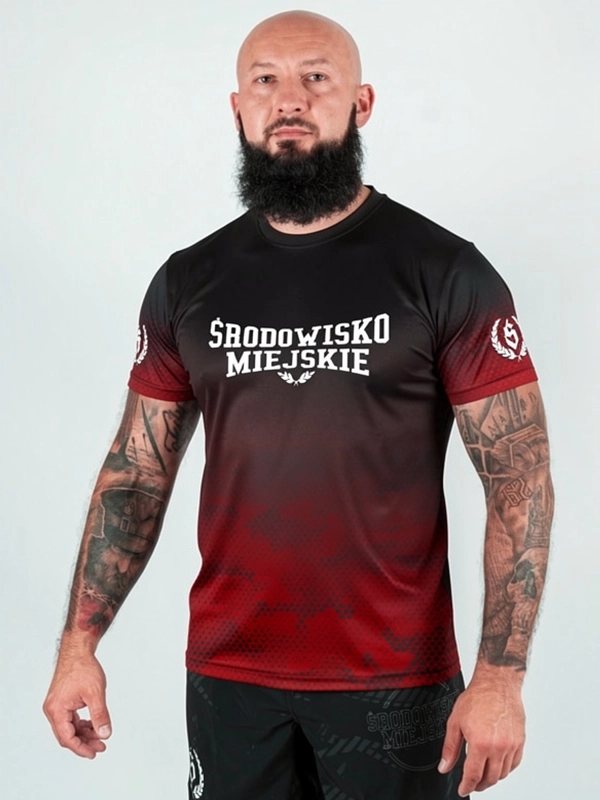 Koszulka Sportowa Mesh "Punch" - Czarna / Czerwona za 139,00 zł