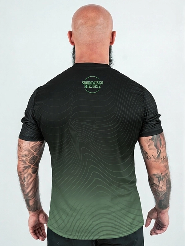 Koszulka Sportowa Mesh "Stripes" - Czarna / Zielona za 139,00 zł