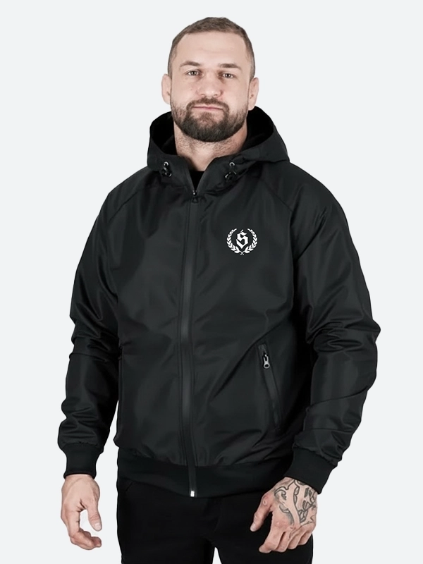 Windbreaker jacket with hood "Laur Logo" - black for 339 PLN