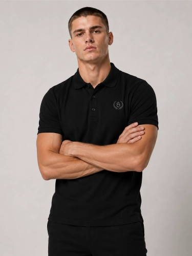 Koszulka polo "Laur" - Czarna / Szara za 129,00 zł