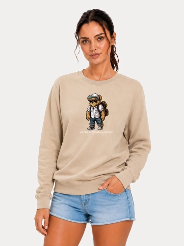 Bluza bez kaptura "All Time on Tour Bear" - Beżowa za 229,00 zł 1