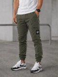 Spodnie Materiałowe Jogger Bojówki "Laur" Khaki / Białe