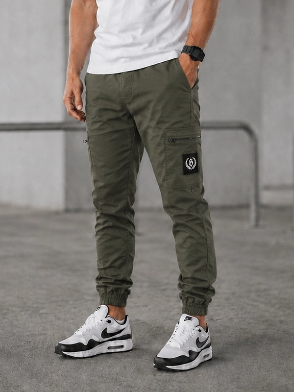 Spodnie Materiałowe Jogger Bojówki "Laur" Khaki / Białe za 199 zł