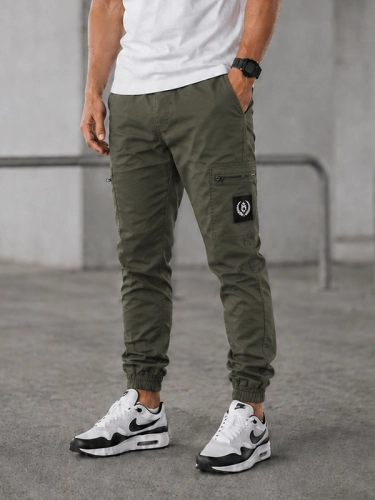 Spodnie Materiałowe Jogger Bojówki "Laur" Khaki / Białe za 199 zł