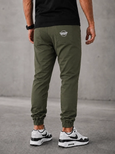 Spodnie Materiałowe Jogger "Classic Icon" Khaki / Białe za 199,00 zł
