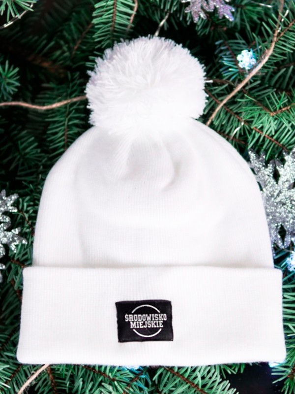 Winter hat "Classic" Pompon - White SM_636 Środowisko Miejskie WINTER HATS