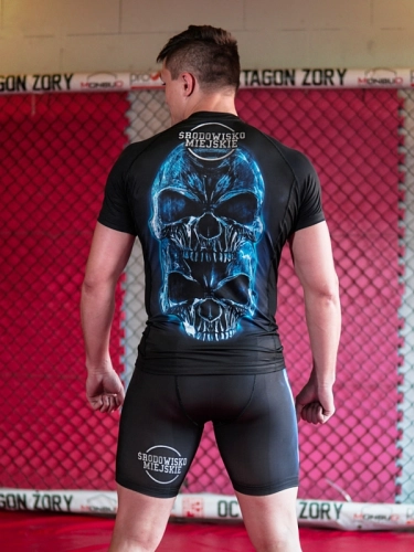 Spodenki kompresyjne "Skull" - Czarno/Niebieskie SM_919 Środowisko Miejskie