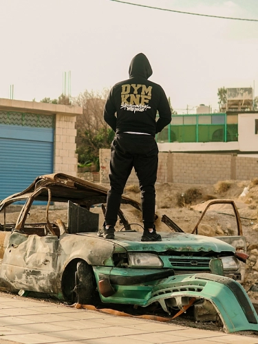 Hoodie "Środowisko Miejskie & DYM KNF" - Black SM_681 Środowisko Miejskie HOODIE