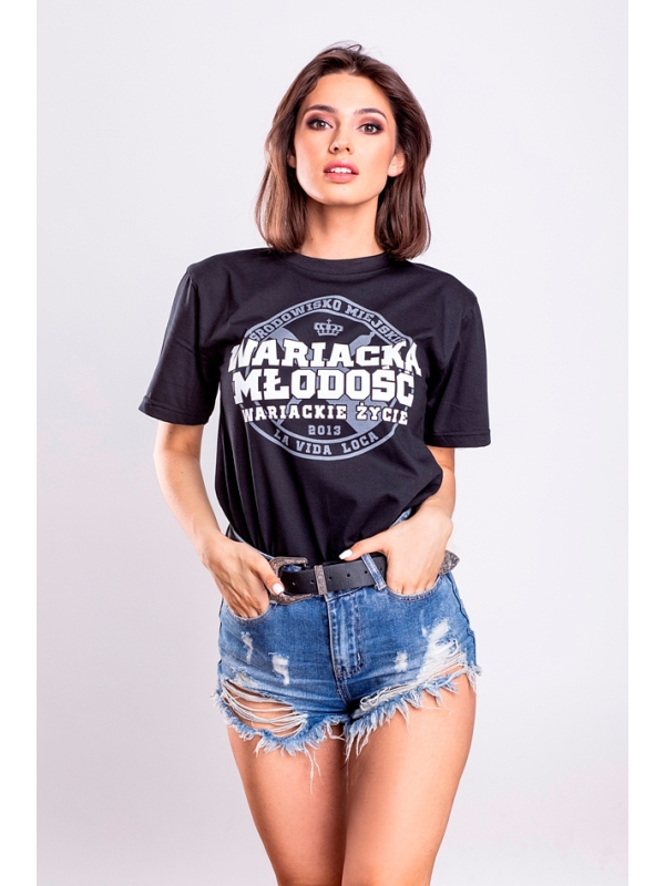 Koszulka "Wariacka Młodość" - Czarna SM_270 Środowisko Miejskie
