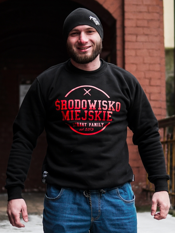 Crewneck "Theme" - Black / Red SM_579 Środowisko Miejskie CREWNECK