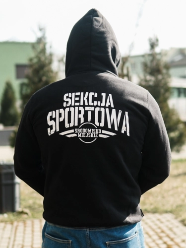 Bluza z kapturem "Sekcja sportowa" - Czarna SM_789 Środowisko Miejskie