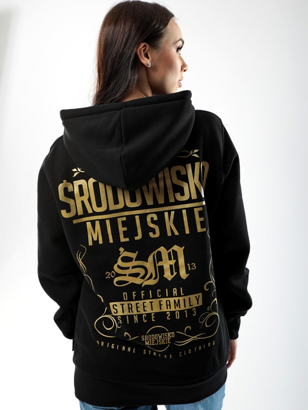 Bluza z kapturem "Theme" - Czarna / Złota SM_485 Środowisko Miejskie