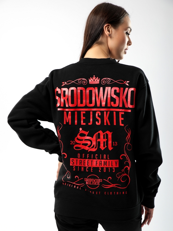Crewneck "Theme" - Black / Red SM_579 Środowisko Miejskie CREWNECK