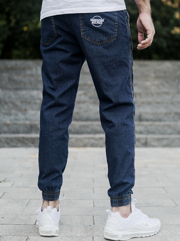 Spodnie Jeansowe Jogger "Classic Icon" Ciemno niebieskie SM_588 Środowisko Miejskie
