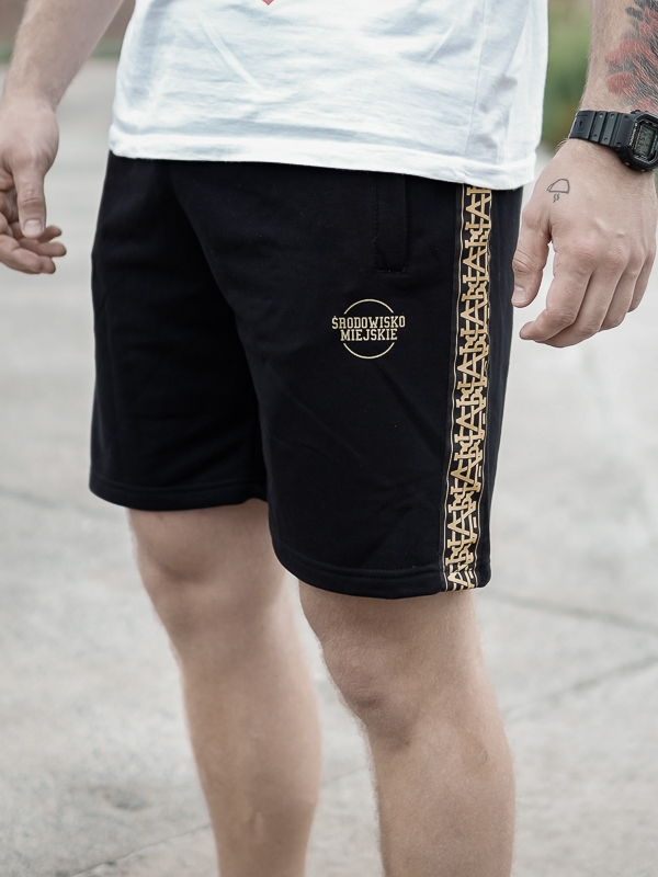 Shorts "Lampas" - Black / Gold SM_1038 Środowisko Miejskie SWEAT SHORTS