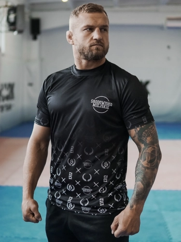 Koszulka Sportowa Mesh "Pattern" - Czarna SM_1039 Środowisko Miejskie