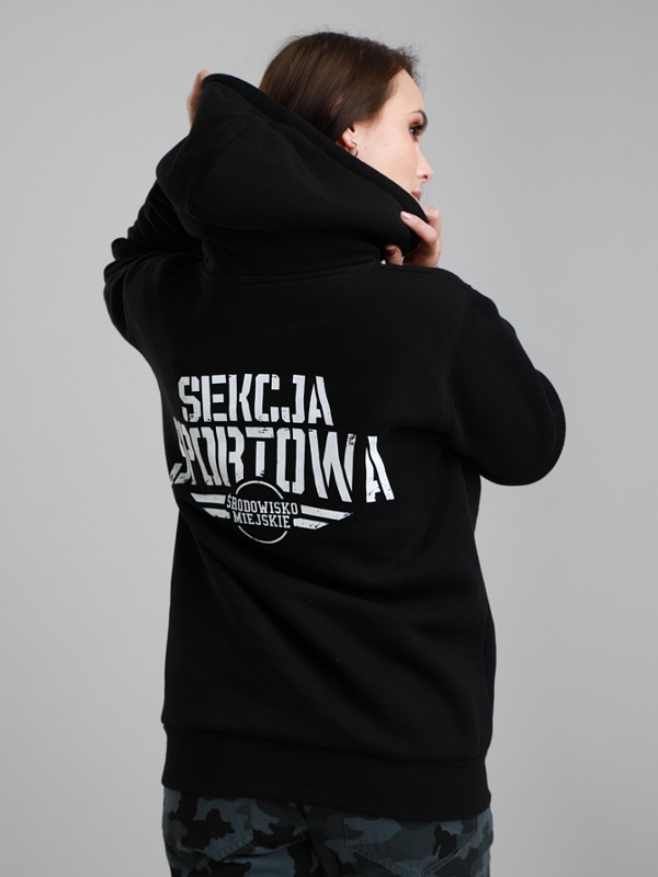 Bluza z kapturem "Sekcja sportowa" - Czarna SM_789 Środowisko Miejskie