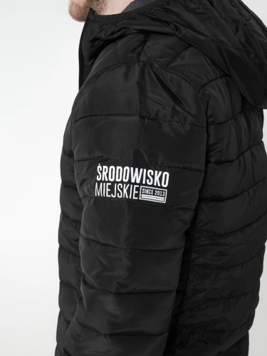 Men Quilted Lightweight Jacket with a hood "Laur" - Black SM_1184 Środowisko Miejskie TRANSITIONAL JACKETS