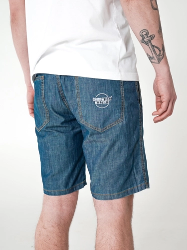 Krótkie Spodenki Jeansowe "Classic Icon" Niebieskie Sprane SM_727 Środowisko Miejskie