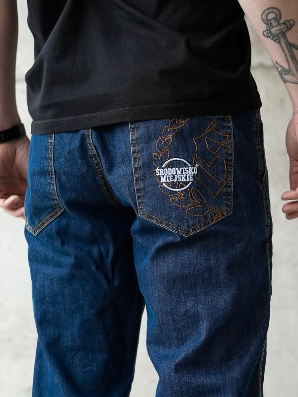 Spodnie Jeansowe Jogger "Laur" - Ciemne niebieskie SM_1178 Środowisko Miejskie