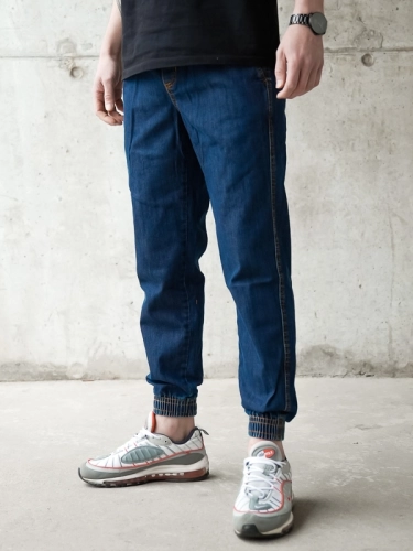 Spodnie Jeansowe Jogger "Laur" - Ciemne niebieskie SM_1178 Środowisko Miejskie 2