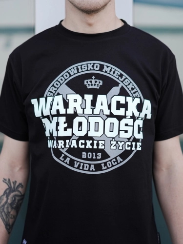 Koszulka "Wariacka Młodość" - Czarna SM_270 Środowisko Miejskie
