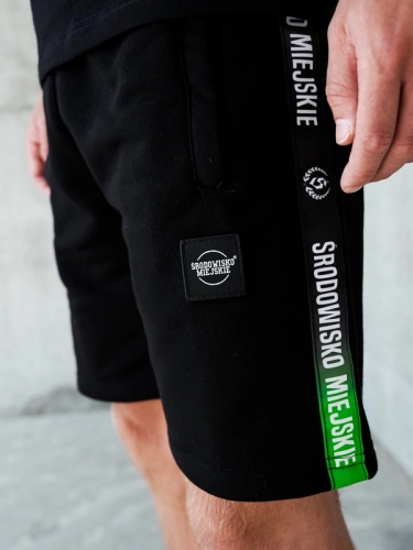 Shorts "CLS Mini" - Black / Green SM_1202 Środowisko Miejskie SWEAT SHORTS