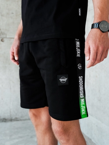Shorts "CLS Mini" - Black / Green SM_1202 Środowisko Miejskie SWEAT SHORTS