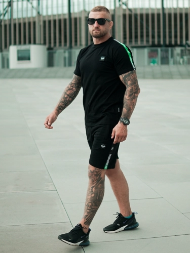 Shorts "CLS Mini" - Black / Green SM_1202 Środowisko Miejskie SWEAT SHORTS