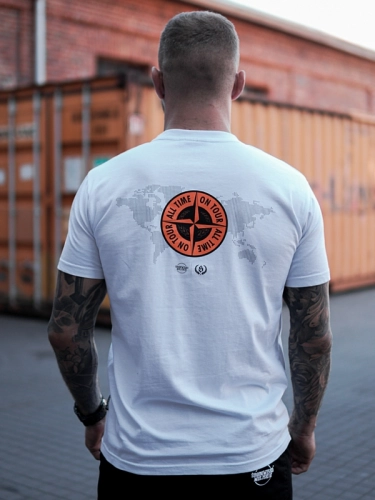 T-Shirt "All time on tour" - White / Orange SM_1222 Środowisko Miejskie T-SHIRTS