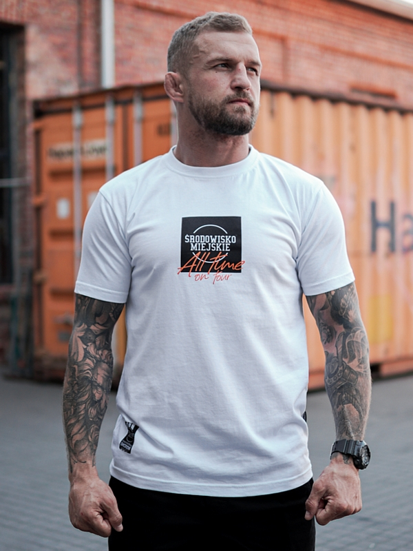 T-Shirt "All time on tour" - White / Orange SM_1222 Środowisko Miejskie T-SHIRTS