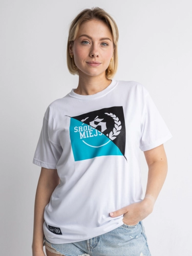 "Duo" T-shirt - White / Turquoise for 109.00 PLN 1