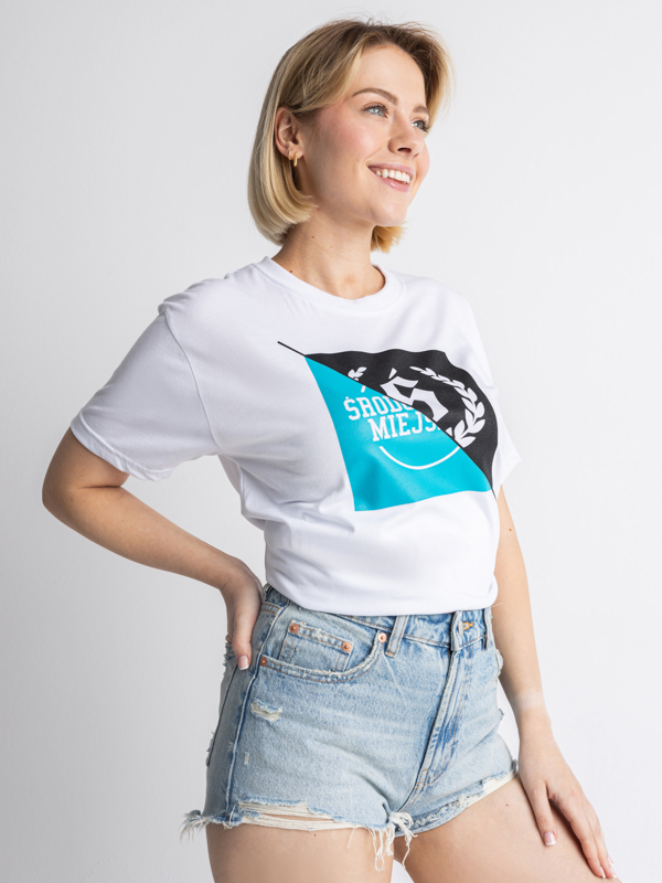 T-Shirt "Duo" - White / Turquoise SM_1211 Środowisko Miejskie T-SHIRTS