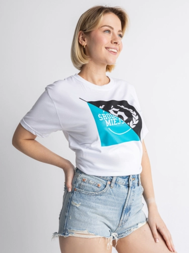 T-Shirt "Duo" - White / Turquoise SM_1211 Środowisko Miejskie T-SHIRTS