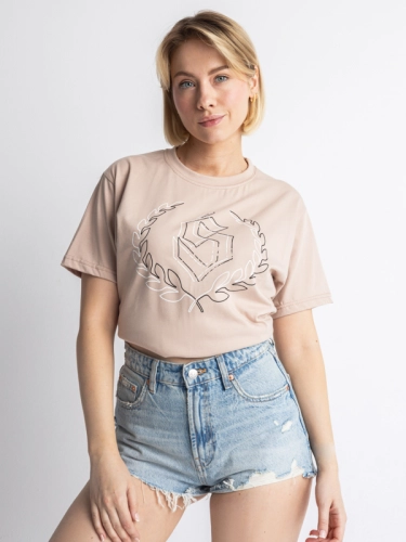 Koszulka "Outline" - Beżowa / Czarna za 109,00 zł 1