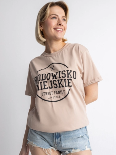 T-shirt "Theme" - Beige / Black SM_1219 Środowisko Miejskie T-SHIRTS