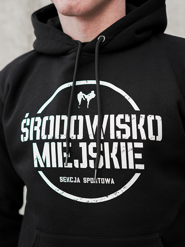 Bluza z kapturem "Sekcja sportowa" - Czarna SM_789 Środowisko Miejskie