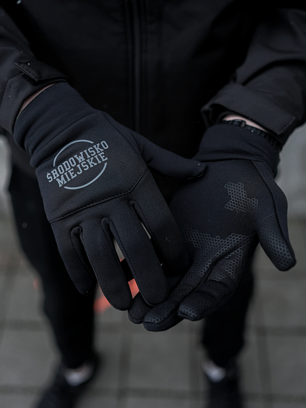 Softshell Gloves "Classic" - Touch Screen - Black / Grey SM_1260 Środowisko Miejskie GLOVES