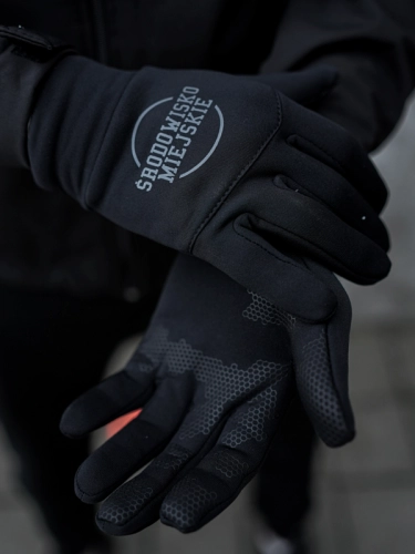 Softshell Gloves "Classic" - Touch Screen - Black / Grey SM_1260 Środowisko Miejskie GLOVES